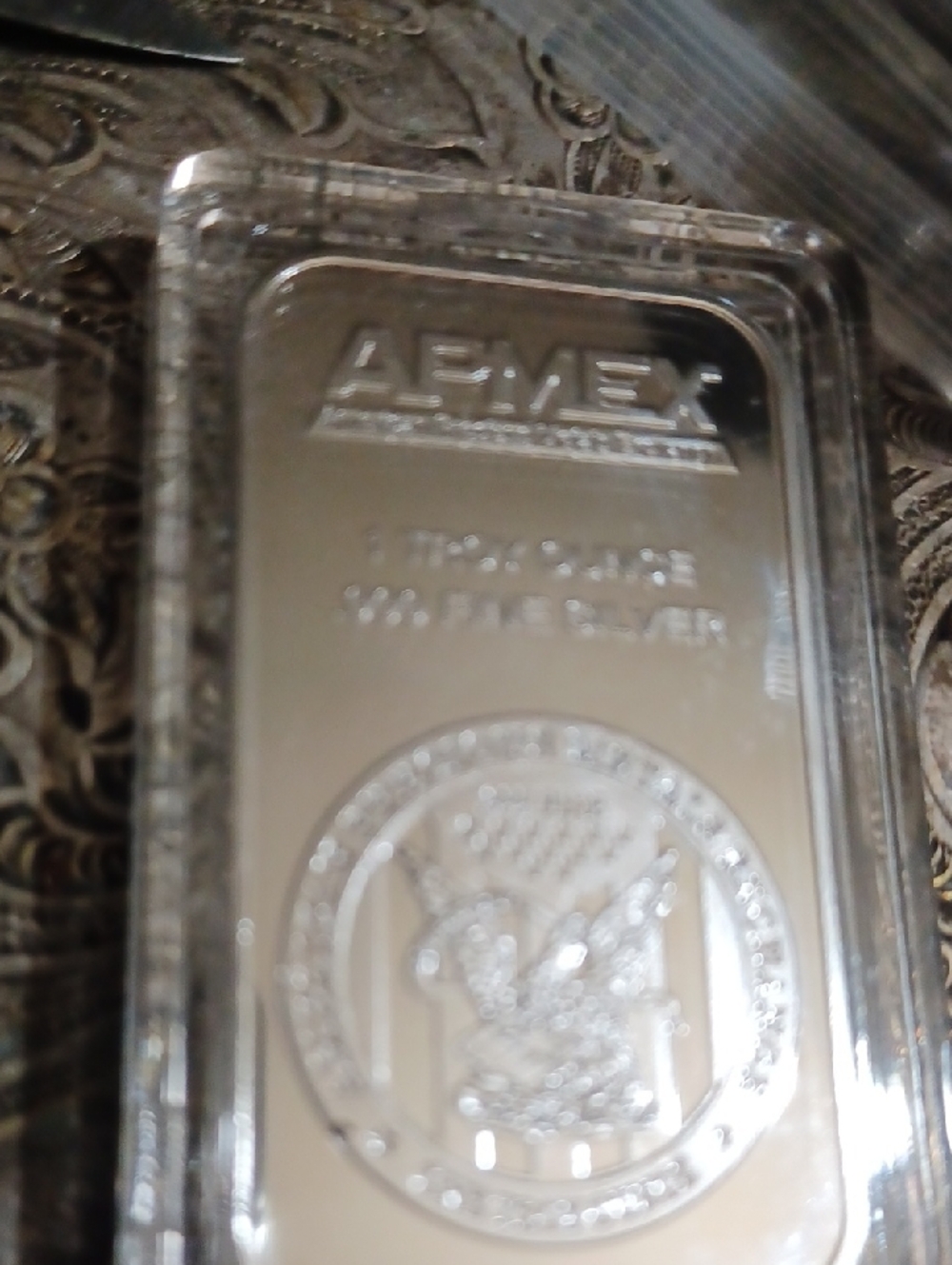 AMEX 1 Troy Ounce .999 Fine Silver Bar - Shiny Silver Bullion